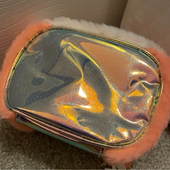 Claire's Peach & White Plush Queenie the Corgi Zip Makeup Bag BRAND NEW! - Picture 3 of 5